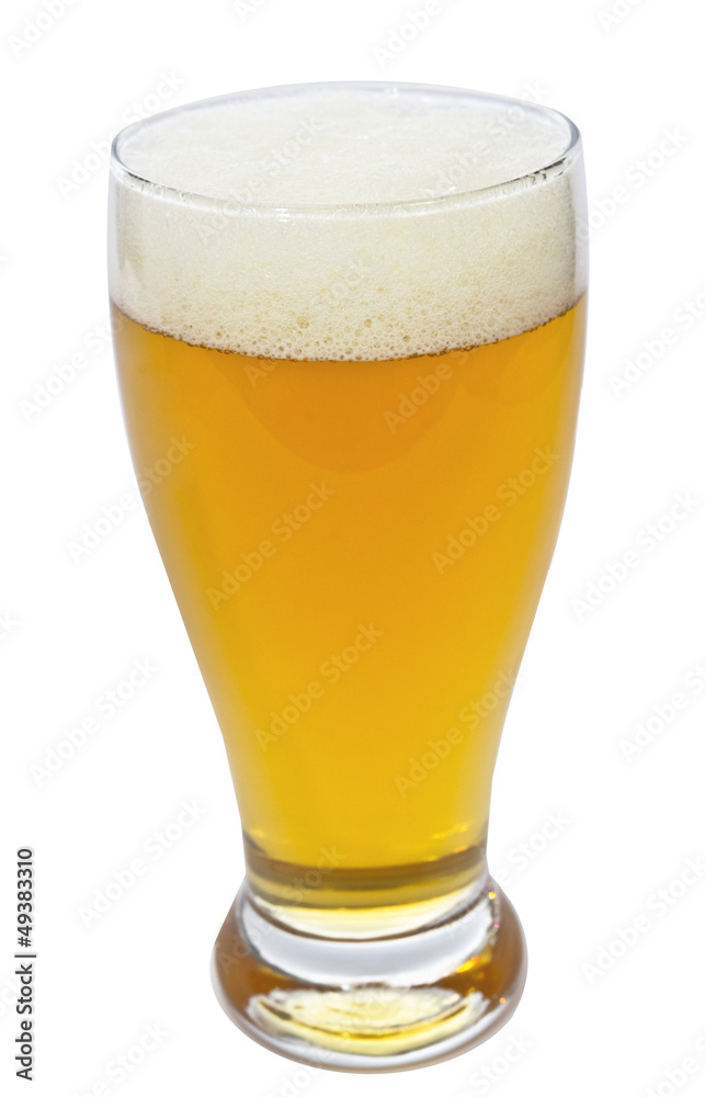 glass of light beer isolated on a white background glass of light beer isolated on a white background