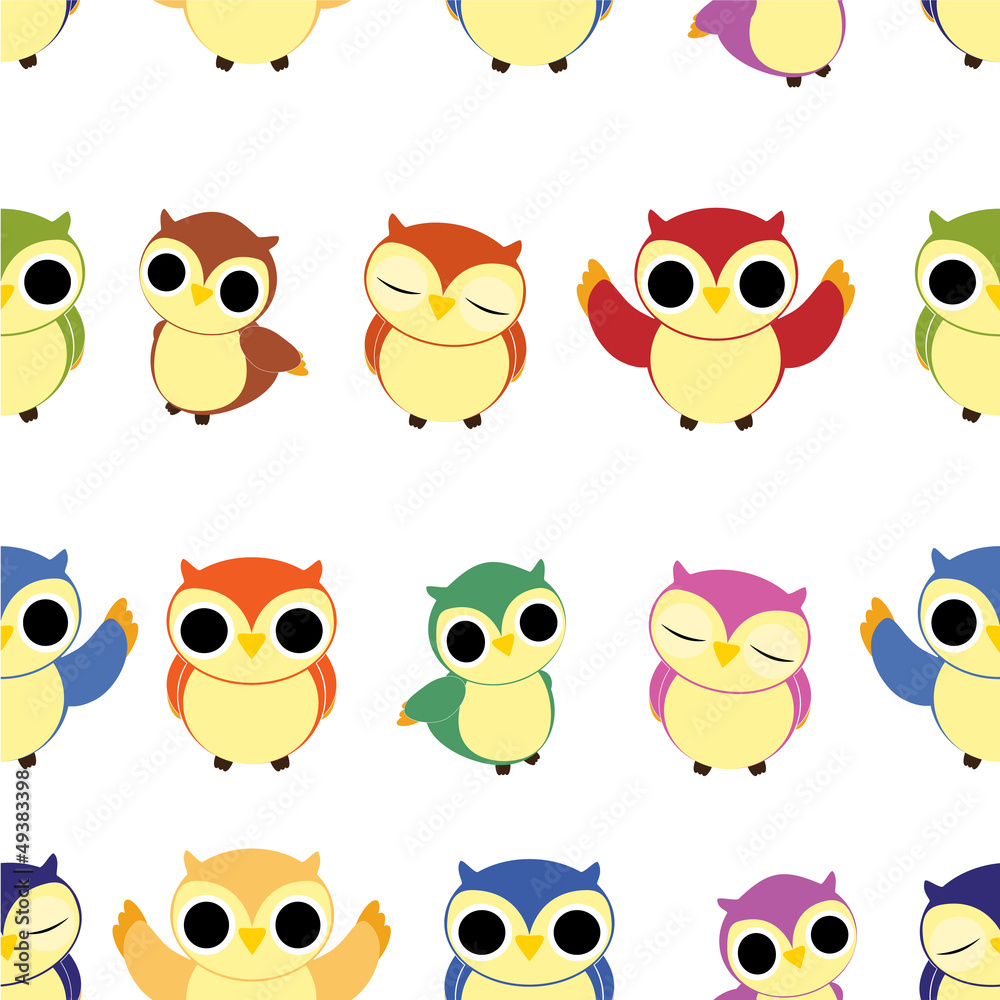 Vector owl seamless pattern