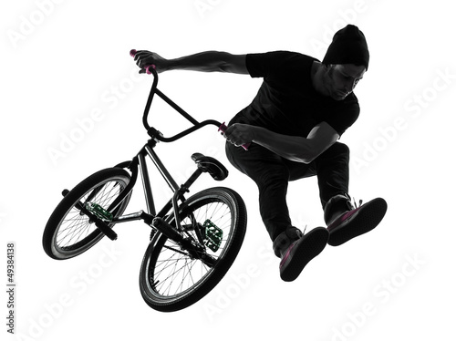 Fotografie, Tablou man bmx acrobatic figure silhouette