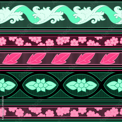 Striped black pink and gree...