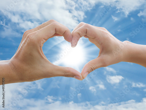 two hand make heart sign