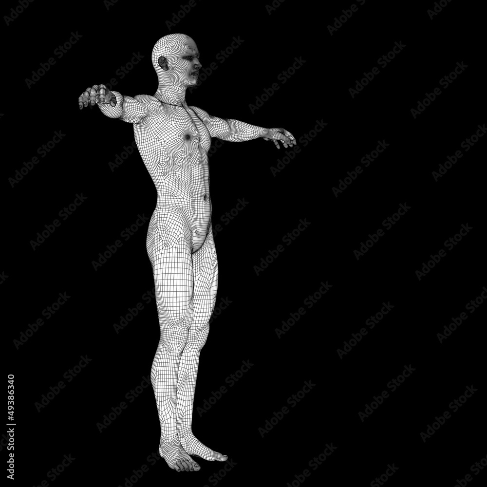 High resolution conceptual 3d man standing over black background High resolution conceptual 3d man standing over black background