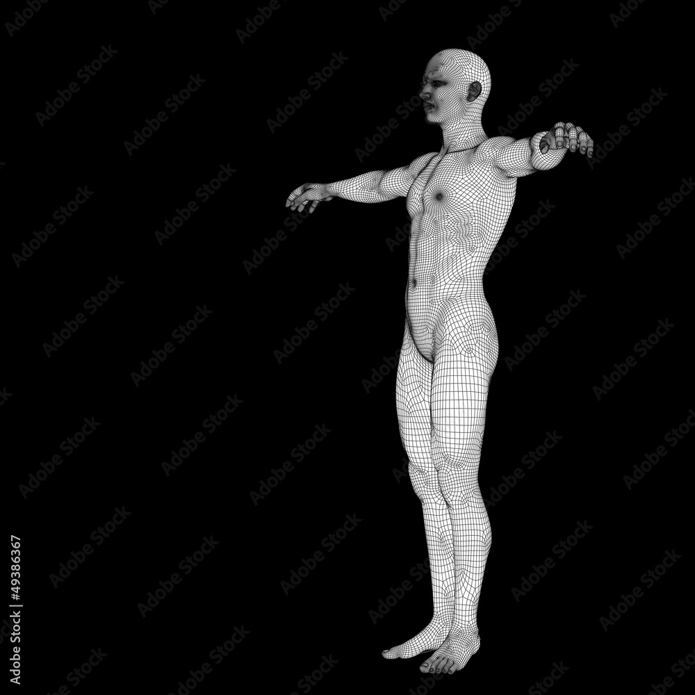 High resolution conceptual 3d man standing over black background High resolution conceptual 3d man standing over black background