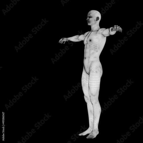 High resolution conceptual 3d man standing over black background © high_resolution
