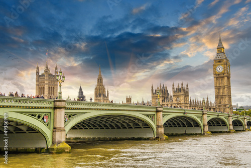 Canvas Print Beautiful London architecture. Houses of Parliament and Westmins