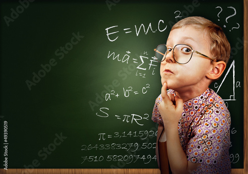 Clever pupil boy portrait photo
