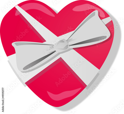 glossy  red heart with bow