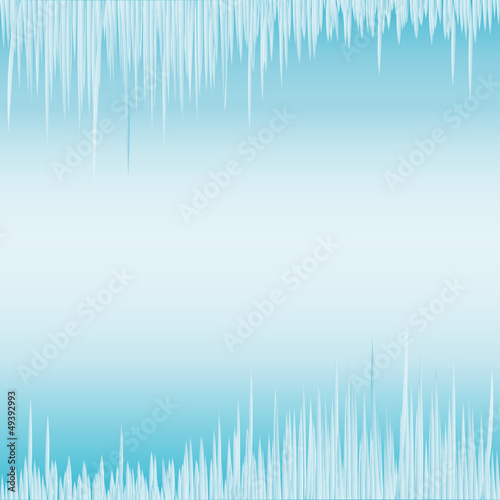 Eis - Eiszapfen im Winter - Winterlicher kalter Hintergrund im Eiszapfen als Rahmen