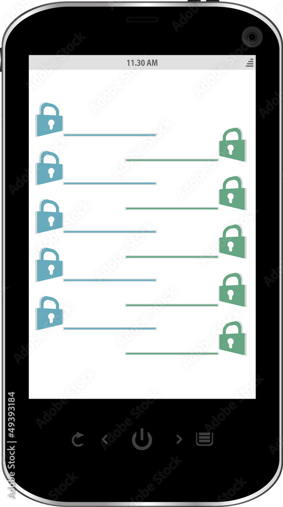 Smartphone with padlock set on display. Mobile security concept Smartphone with padlock set on display. Mobile security concept