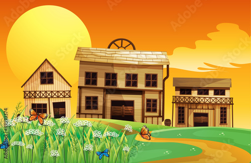 A house and a sunset view