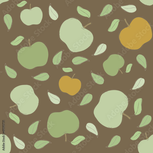 Seamless apples background, retro colors