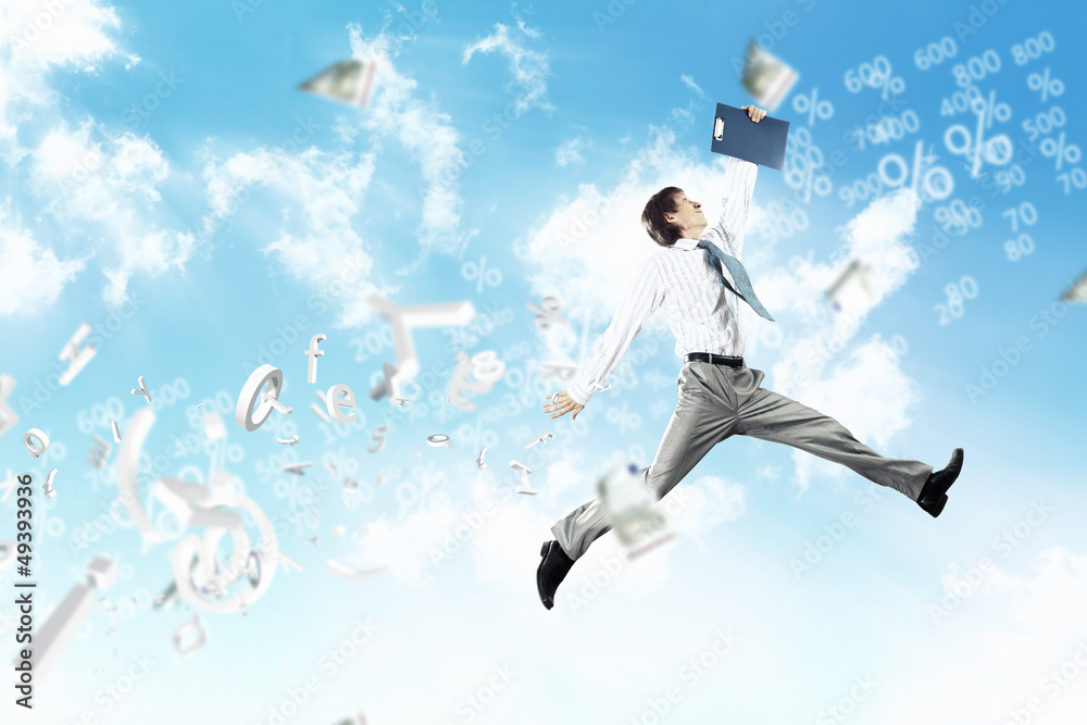 Image of jumping businessman