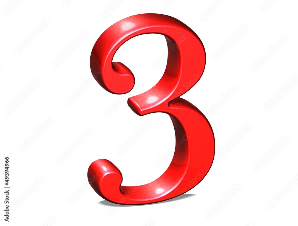 3D Set red number on white background 3D Set red number on white background