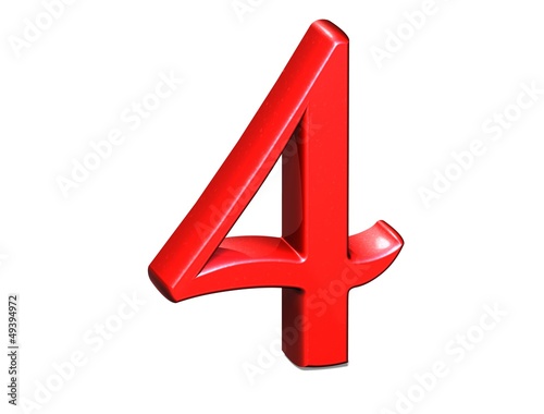 3D Set red number on white background photo