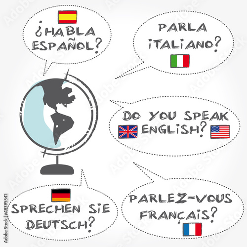Fremdsprachen Sprechblasen, Weiterbildung, Globus