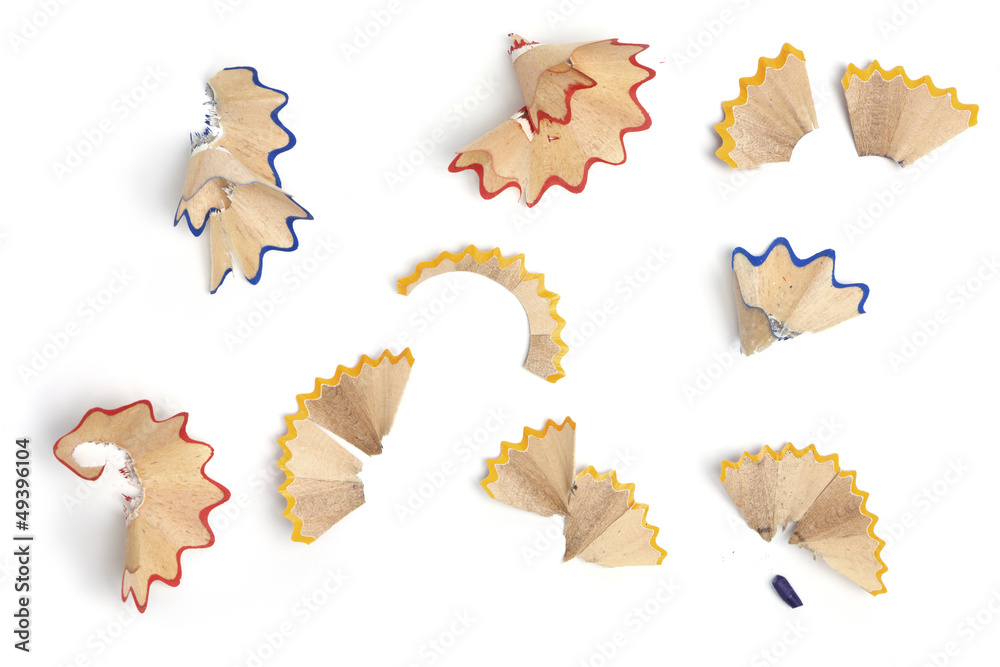 Pencil shavings, different colors