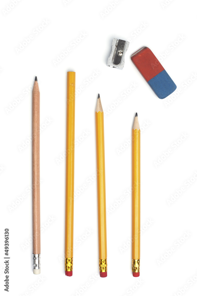 Bleistifte, Radiergummi, Anspitzer Bleistifte, Radiergummi, Anspitzer