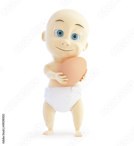3d baby egg on a white background