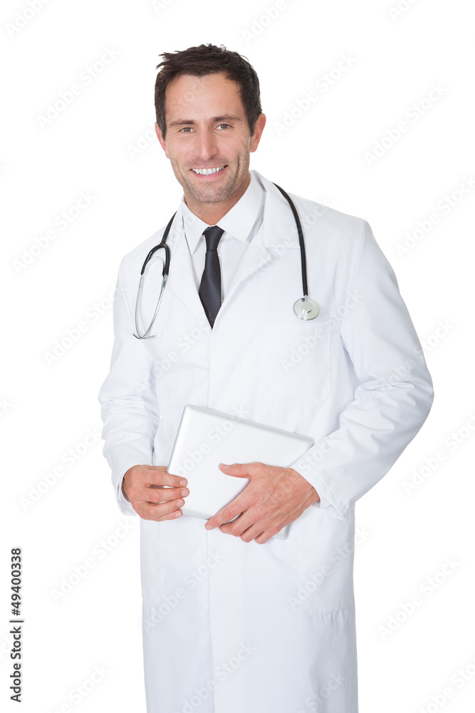 Portrait of friendly doctor with digital tablet Portrait of friendly doctor with digital tablet