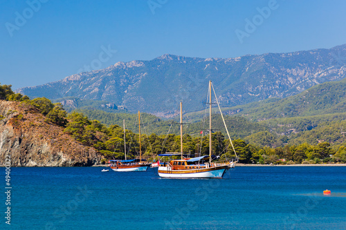 Beach at Phaselis in Antalya, Turkey photo