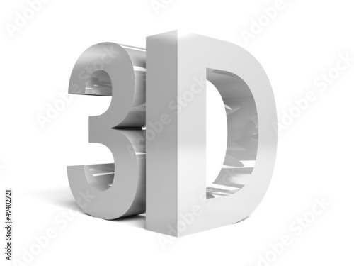 Word 3D on white background. Concept 3D illustration