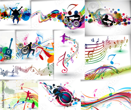 Music notes wave line for design use, vector illustration #49403567