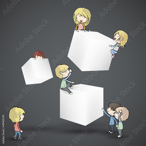white boxes with kids. Vector design