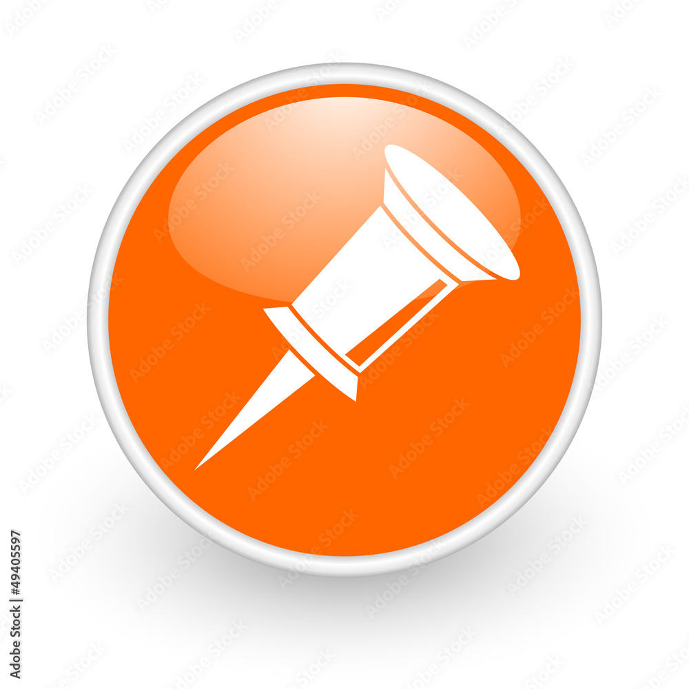 pin orange circle glossy web icon on white background pin orange circle glossy web icon on white background