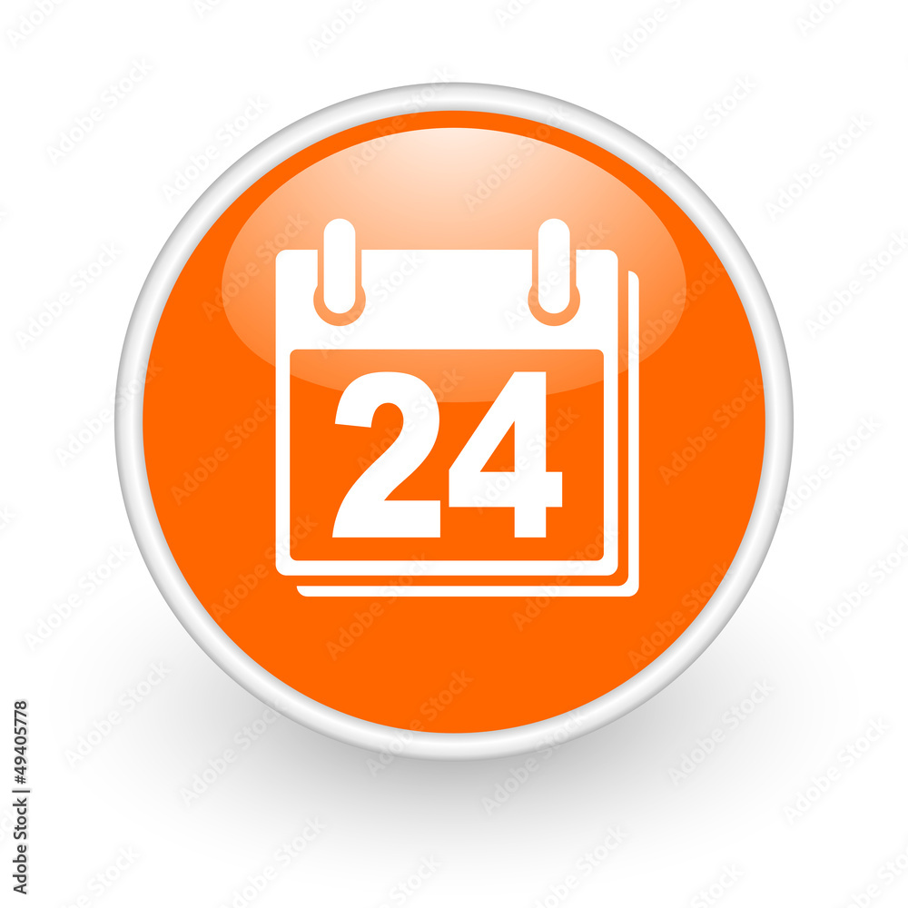 planner orange circle glossy web icon on white background planner orange circle glossy web icon on white background