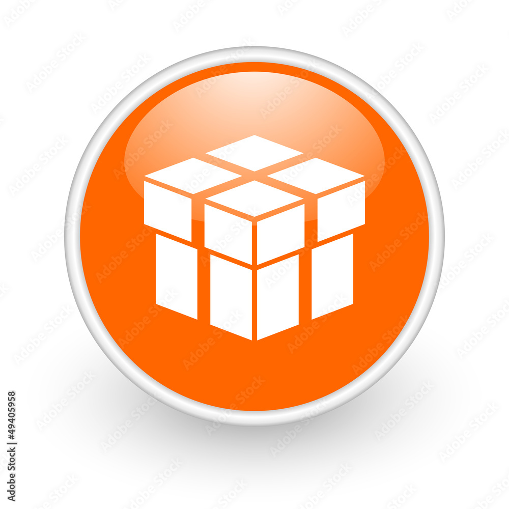 box orange circle glossy web icon on white background box orange circle glossy web icon on white background