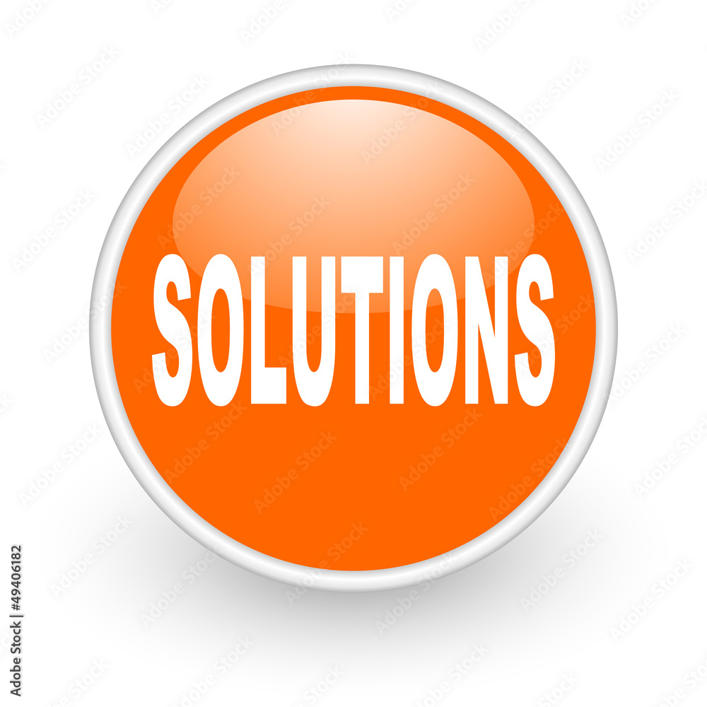 solutions orange circle glossy web icon on white background solutions orange circle glossy web icon on white background