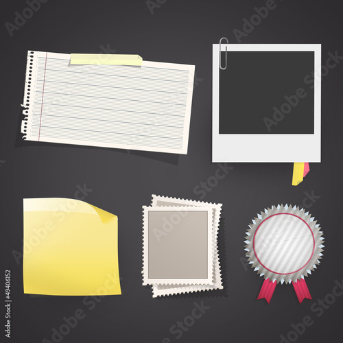 set with photo, labels, stamps, etc. Vector design.