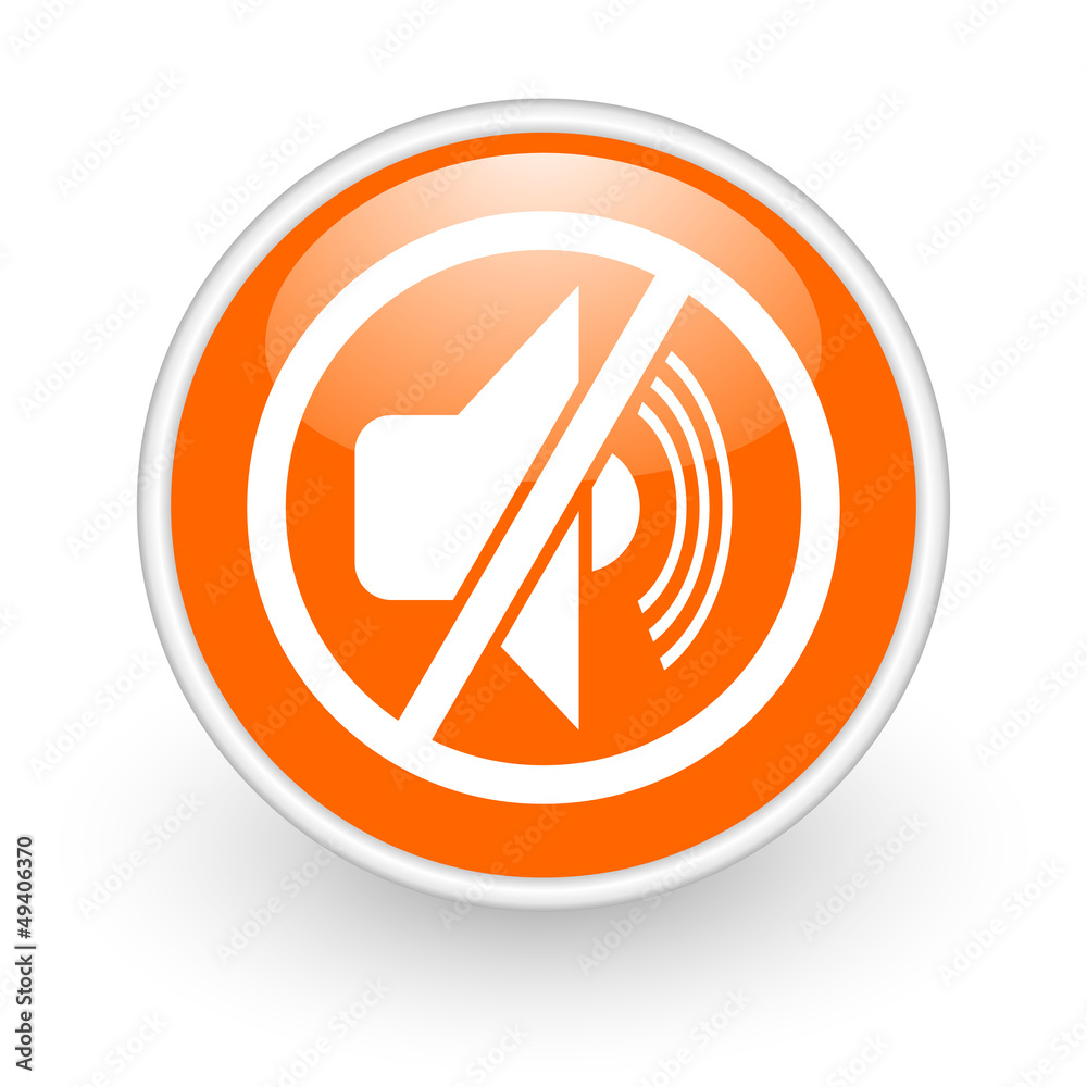 mute orange circle glossy web icon on white background mute orange circle glossy web icon on white background