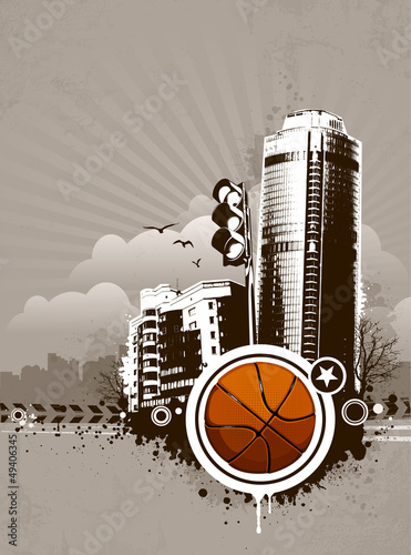 Grunge urban basketball background