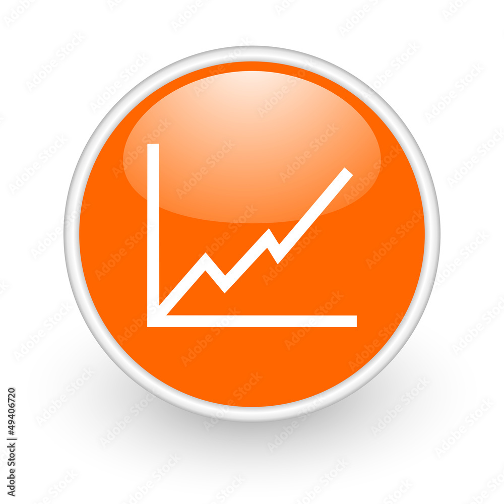 chart orange circle glossy web icon on white background chart orange circle glossy web icon on white background