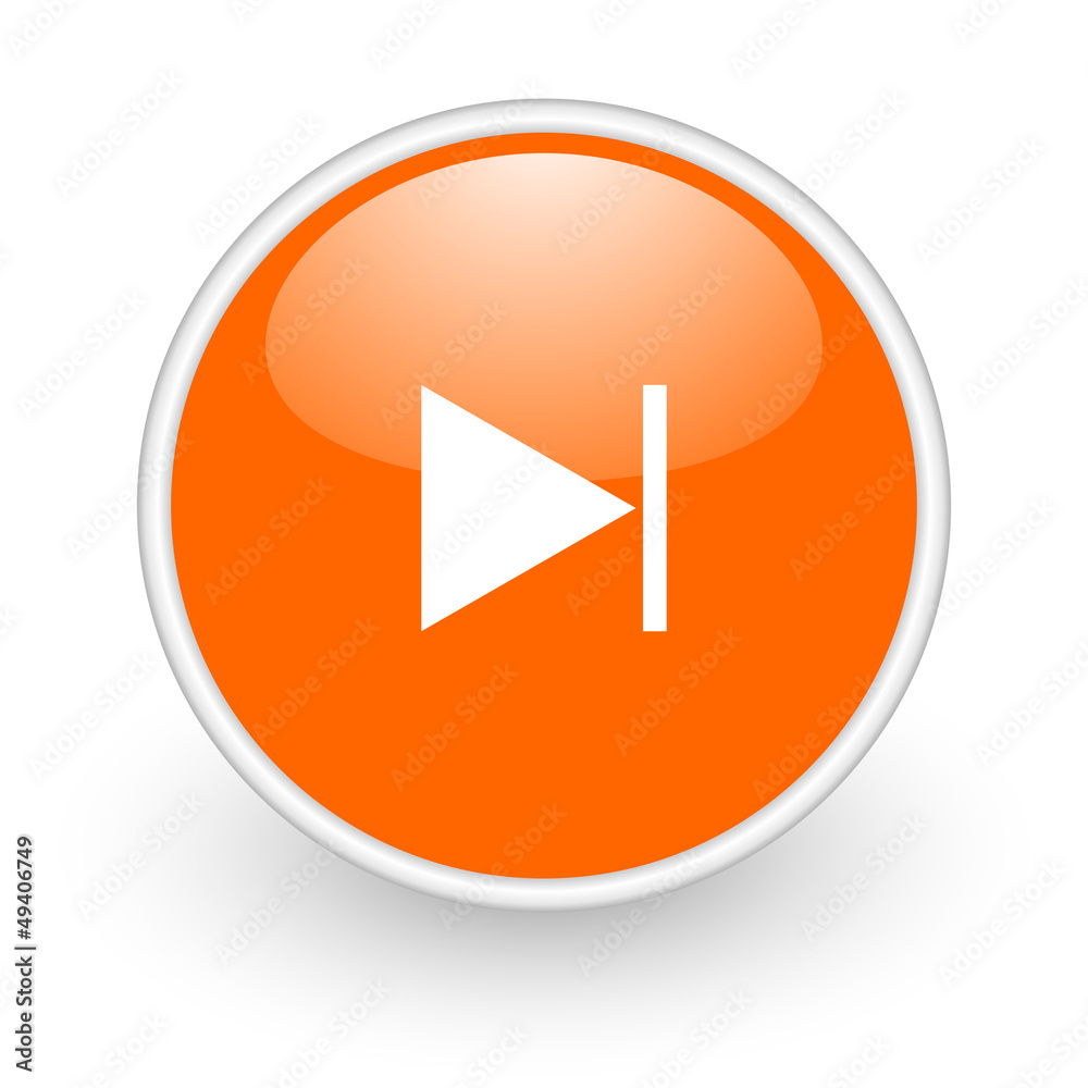 next orange circle glossy web icon on white background next orange circle glossy web icon on white background