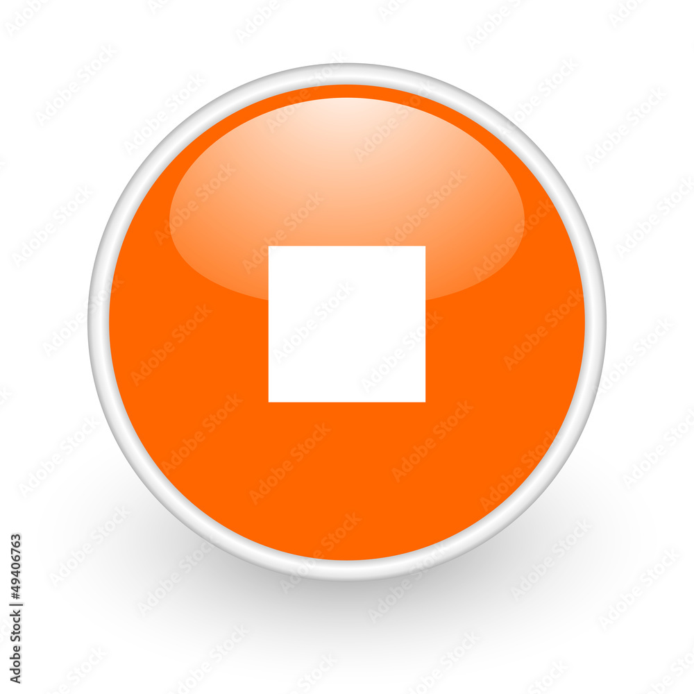 stop orange circle glossy web icon on white background stop orange circle glossy web icon on white background