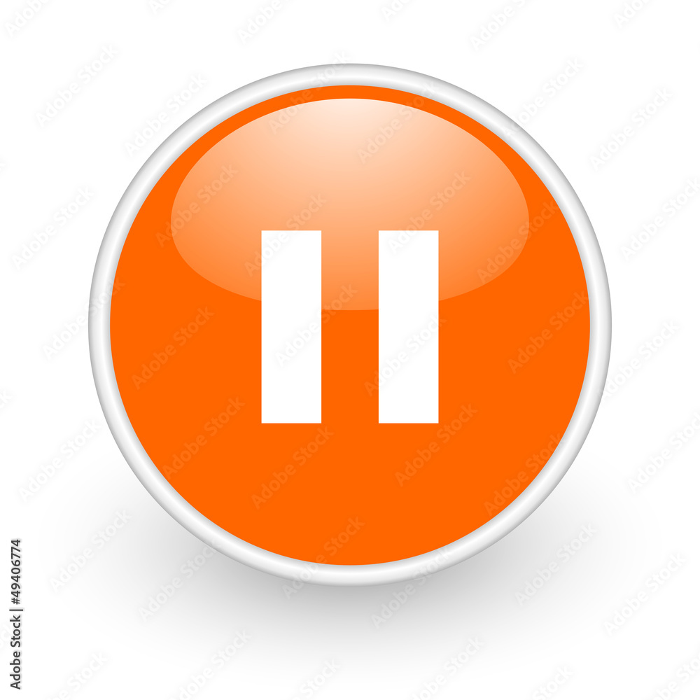 pause orange circle glossy web icon on white background pause orange circle glossy web icon on white background