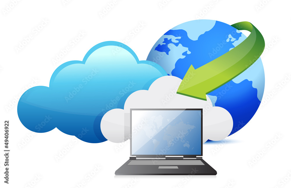 laptop cloud computing moving concept laptop cloud computing moving concept