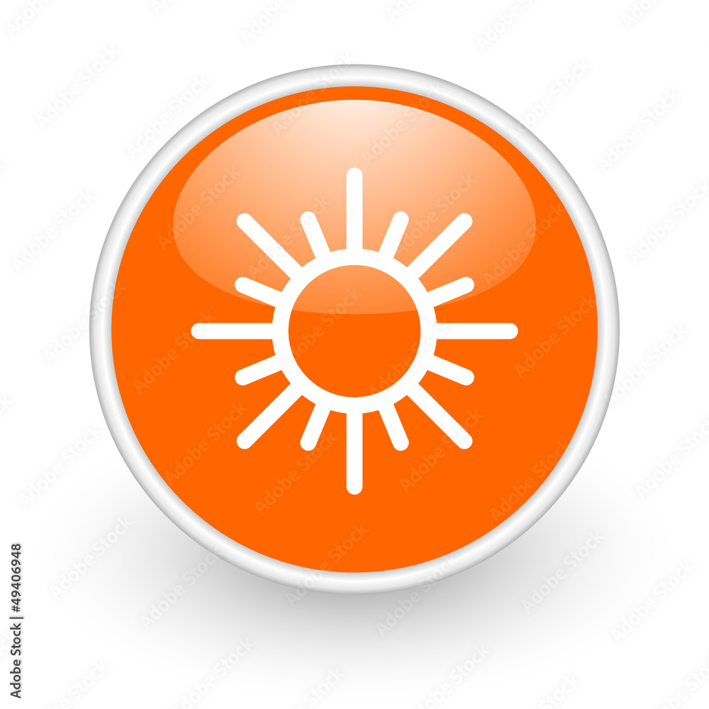 sun orange circle glossy web icon on white background