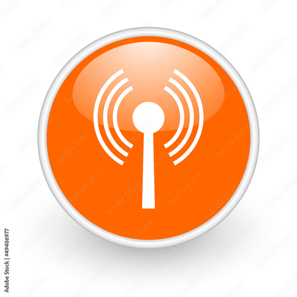 wifi orange circle glossy web icon on white background wifi orange circle glossy web icon on white background