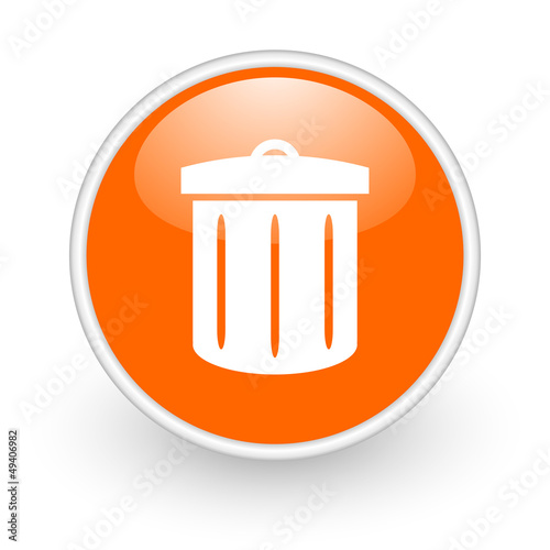 recycle orange circle glossy web icon on white background