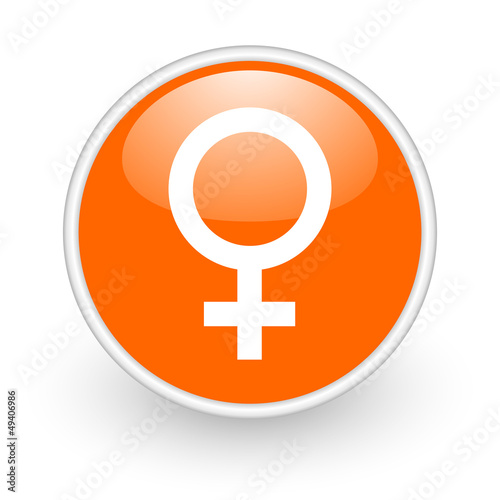 sex orange circle glossy web icon on white background