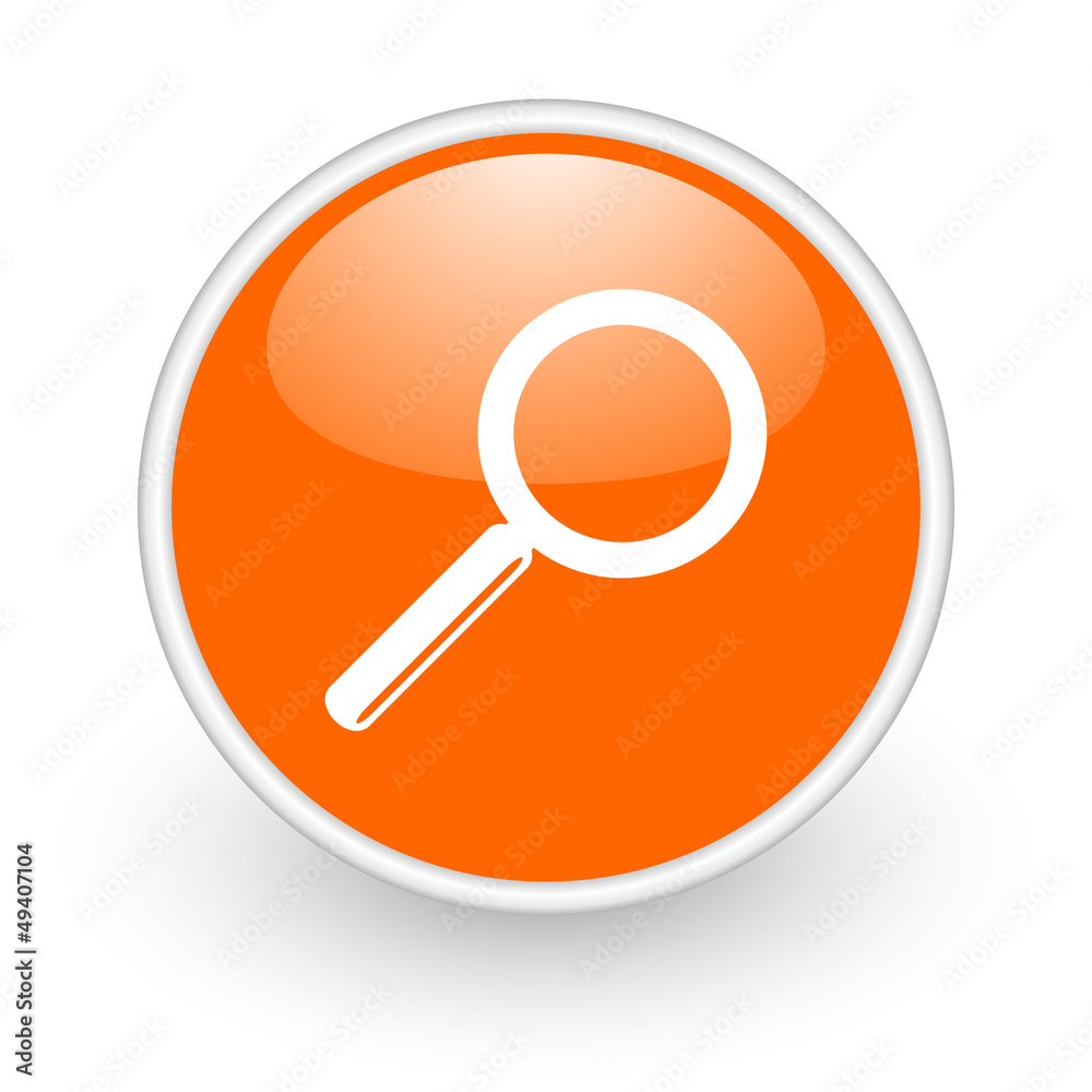 search orange circle glossy web icon on white background search orange circle glossy web icon on white background