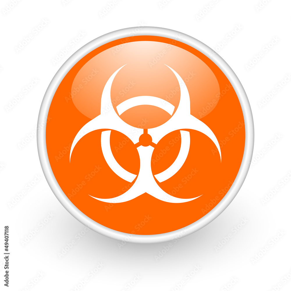 virus orange circle glossy web icon on white background virus orange circle glossy web icon on white background