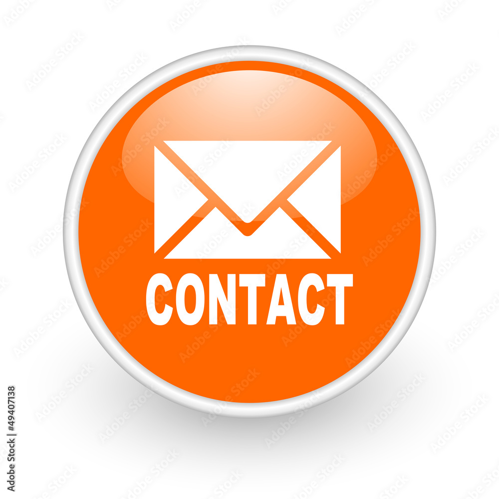 contact orange circle glossy web icon on white background contact orange circle glossy web icon on white background