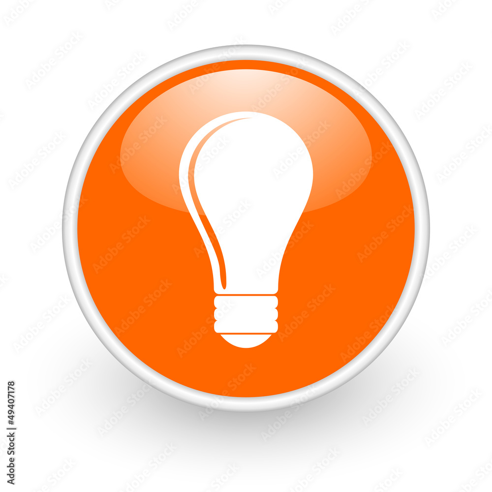 light bulb orange circle glossy web icon on white background light bulb orange circle glossy web icon on white background
