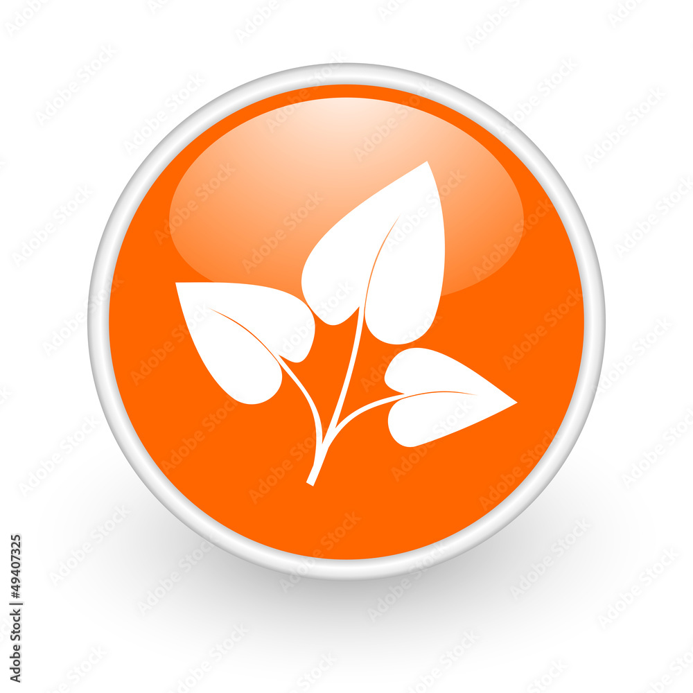eco orange circle glossy web icon on white background eco orange circle glossy web icon on white background