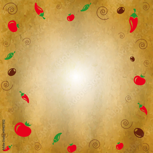 Vintage Background With Icons Vegetables