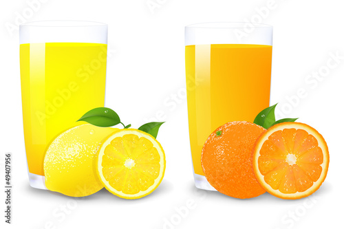 Lemon And Orange Juice And Slices Of Orange